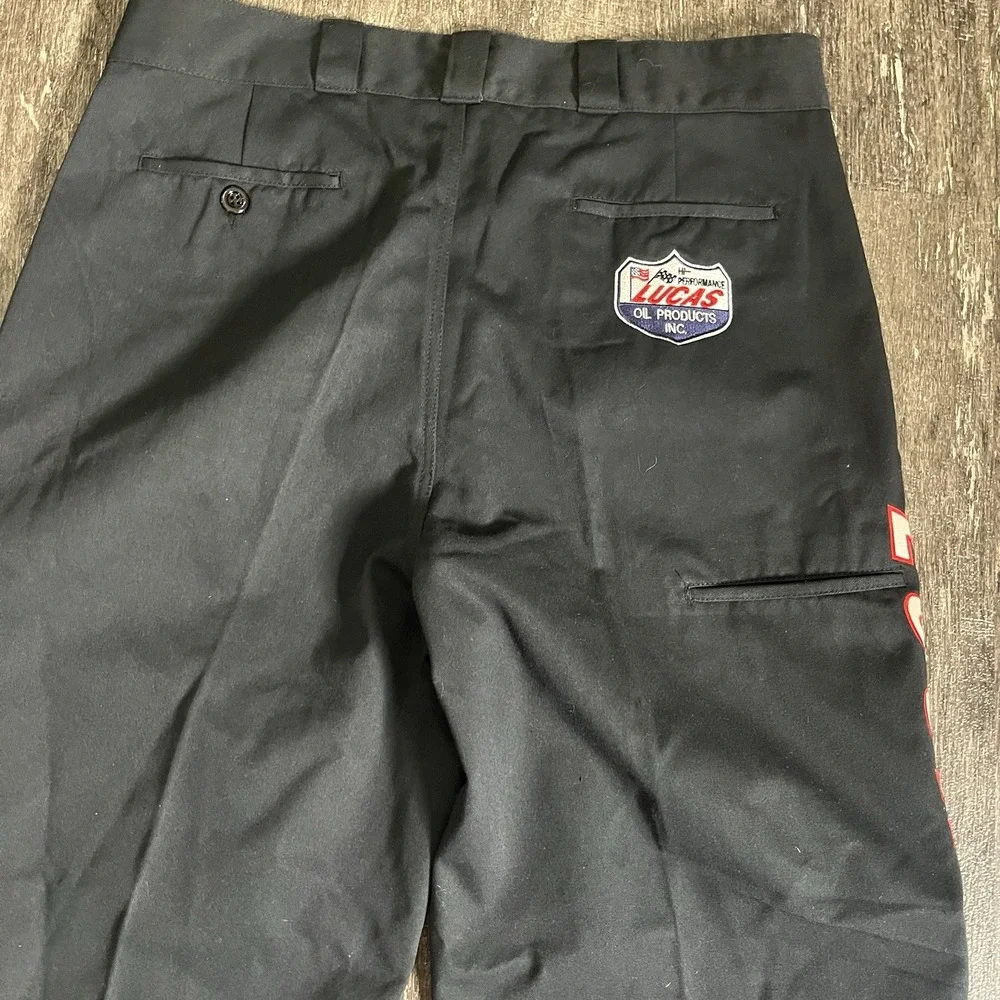 Lucas Oil Pants Mens Black Embroidered Workwear Work Mechanic Racing 38x32